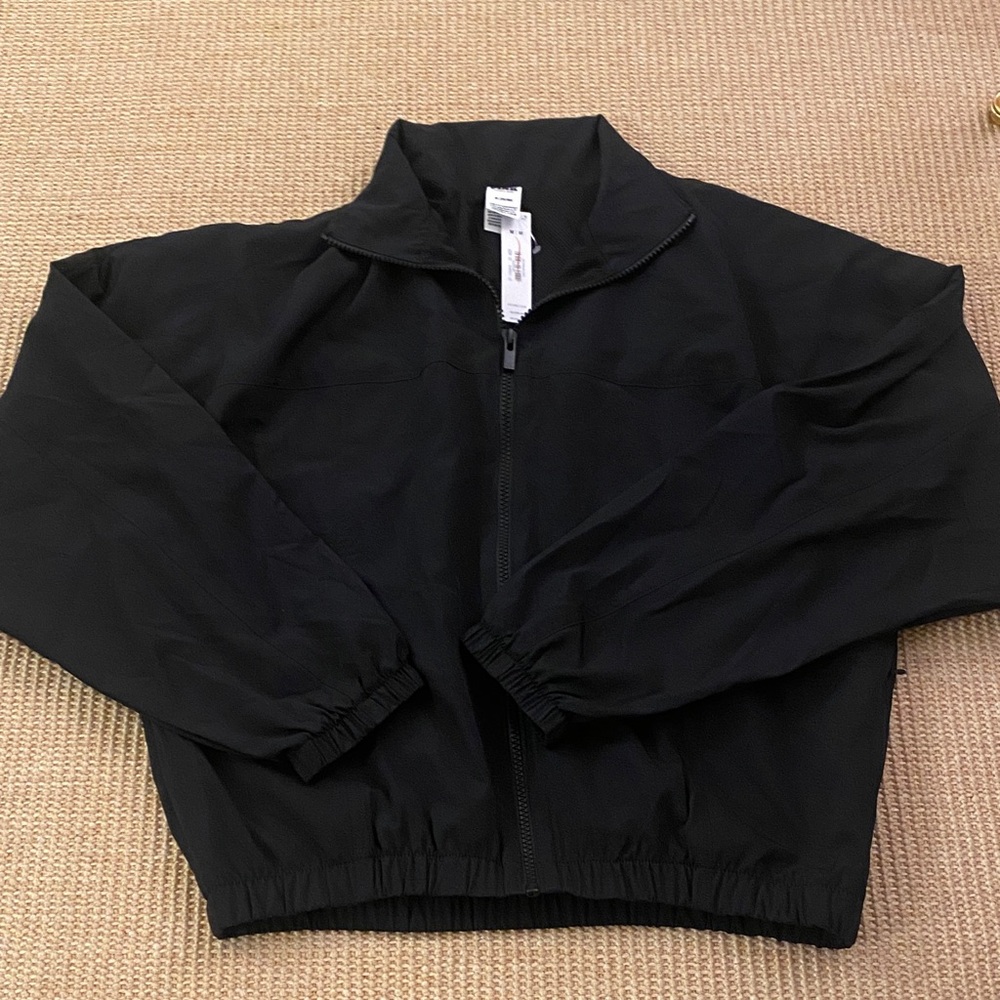 NWT PINK Victoria's Secret Black Zip-Front Windbreaker Jacket